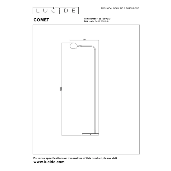 COMET Akumulatorowa lampa podłogowa Battery pack- LED 3 StepDim 1x3W 2700K biały 36721/03/31 Lucide - zdjęcie dodatkowe 4